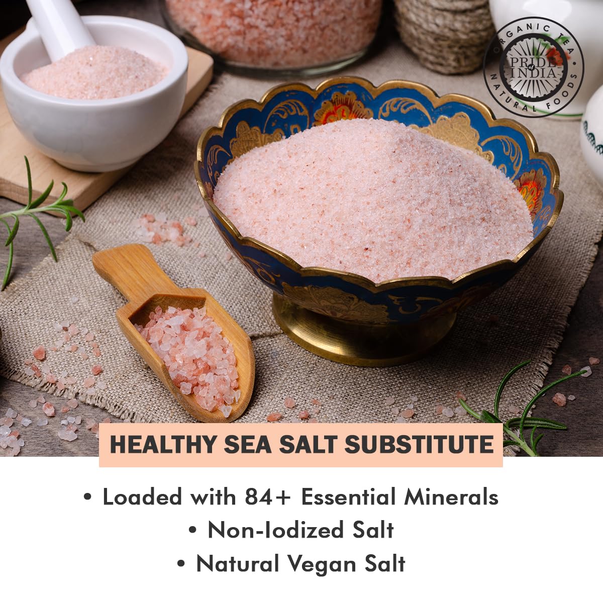 Pride Of India - Pure Himalayan Pink Salt - Enriched w/ 84+ Natural Minerals, Fine Grind Dual sifter (5.0 oz, 141.8 gm)