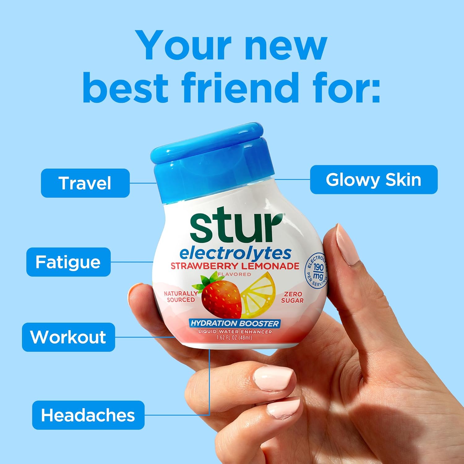 Stur Electrolyte Water Enhancer | Sweetened with Stevia | High in Vitamin C & Antioxidants | Sugar Free | Zero Calories | Keto | Vegan | 5 Bottles, Makes 90 Drinks (Black Raspberry)