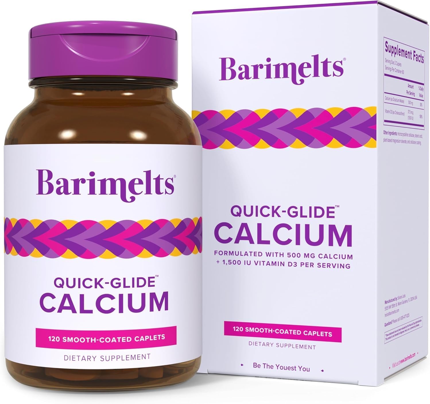 Barimelts Quick-Glide™ Calcium – Easy-to-Swallow Women’s Calcium Supplement with Vitamin D3 – Bone Health & Strength Support – Bioavailable Dicalcium Malate – 120 Smooth-Coated Caplets