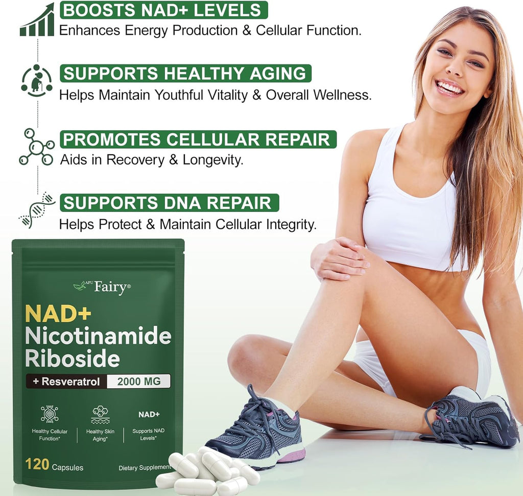 NAD Supplement,NAD Nicotinamide Riboside,Extra Strength NAD Alternative Liposomal,Boost NAD & Resveratrol + for Women & Men,Energy Anti-Aging,Cell Regeneration,120 Capsules sack-120