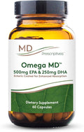 MD Prescriptives Omega MD Supplement - 500 EPA & 250 DHA Omega 3 Fish Oil - Supports Brain Health & Joints* - No Fishy Smell - 60 Softgels