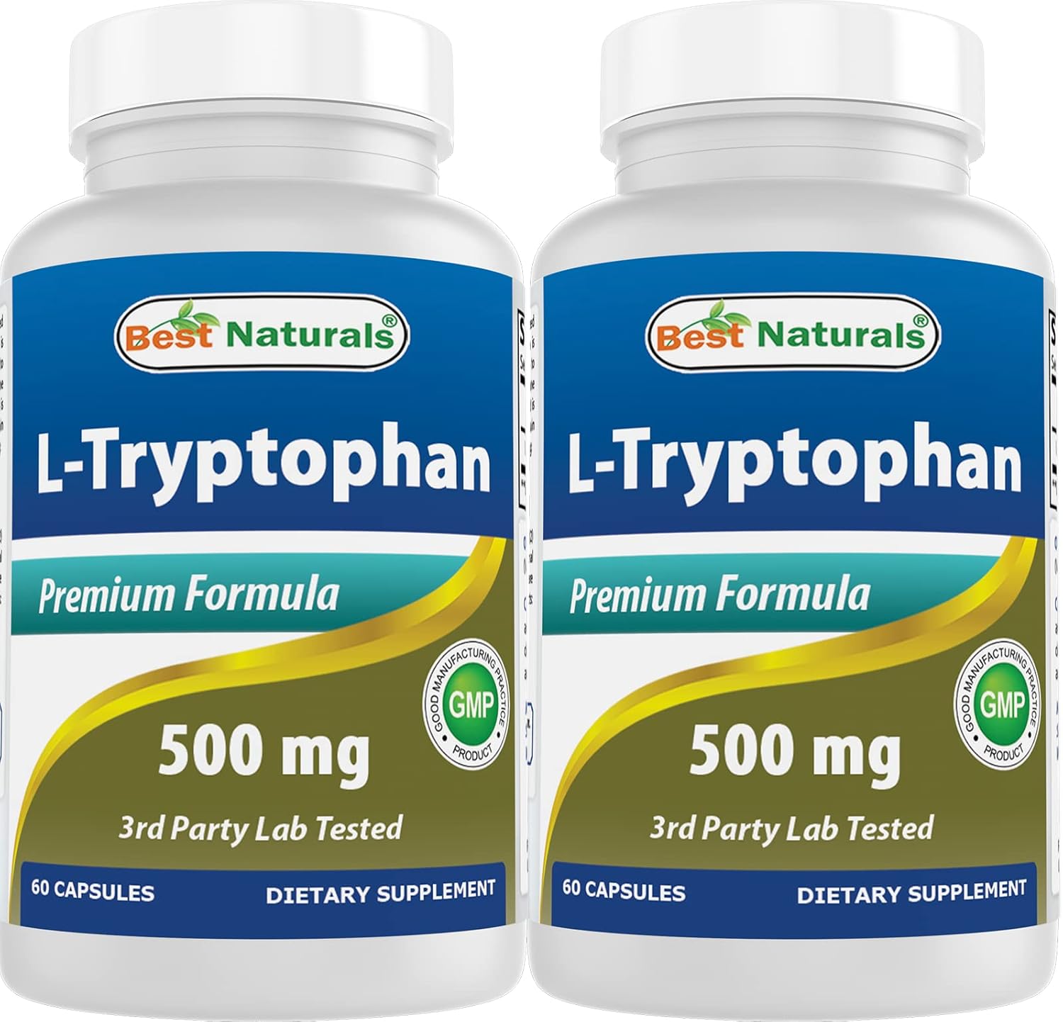 Best Naturals L-Tryptophan 500 mg 60 Capsules (60 Count (Pack of 2))