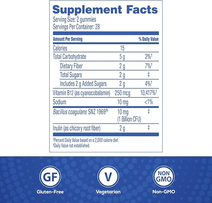 Florastor Prebiotic and Probiotic Gummies, Digestive and Metabolic Support Probiotic Blend for Multi-Action Digestive Health Care, with Vitamin B12, 112 Gummies