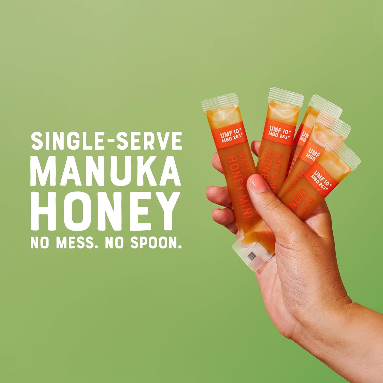 Nate's Manuka Honey Minis - 30 count Single-serve, Pure Manuka Honey - MGO 263+ | UMF Certified 10+ - 30 Single-Serve Packets for On-the-Go Daily Wellness