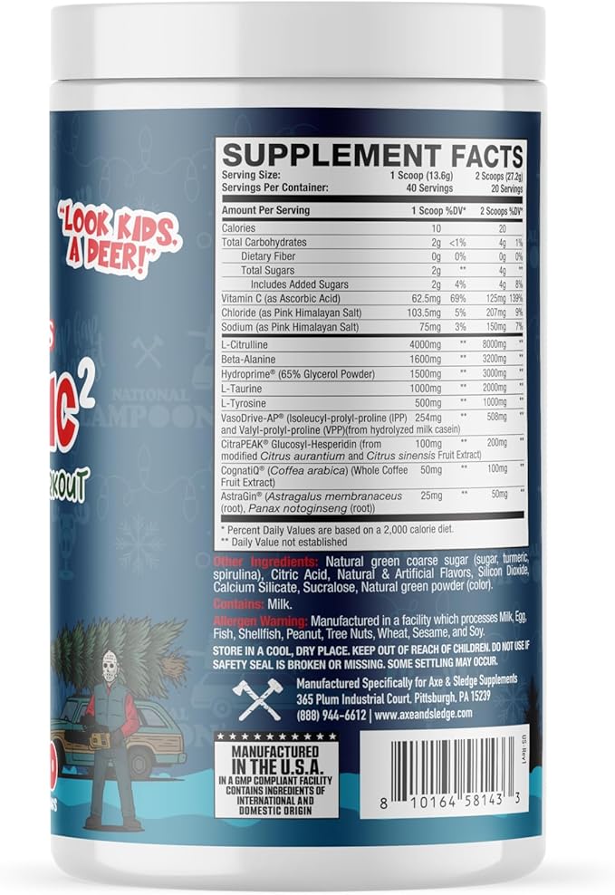 Axe & Sledge Hydraulic Stim-Free Pre-Workout Powder for Men & Women | Performance, Stamina, Focus, Pumps | L-Citrulline, Beta Alanine, Creatine, Caffeine-Free, Green Gelatin