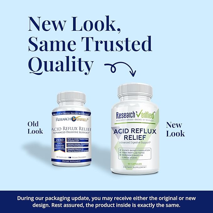 Research Verified Acid Reflux Relief - Soothe GI Problems - Melatonin, 5-HTP, Marshmallow Root - 60 Capsules - Vegan
