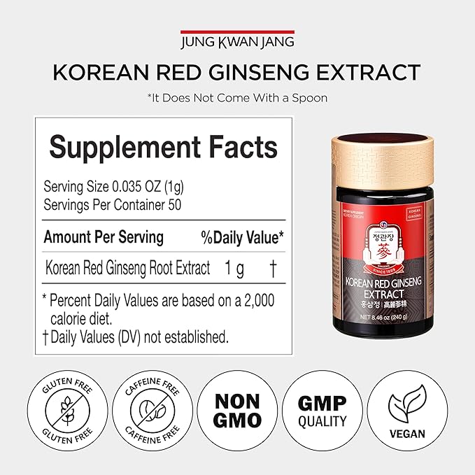 JUNG KWAN JANG Korean Red Ginseng Concentrated Extract 120g, Premium Korean Ginseng Roots, Immune System Booster, Energy Stamina, Antioxidants Healthy Memory, Blood Circulation