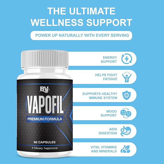 BLUE VIBE Vapofil Premium Wellness and Advanced Health Management Supplement Pills, Vapofil Maximum Strength Advanced Daily Health Support and Overall Wellness Supplement (2 Pack - 120 Capsules)