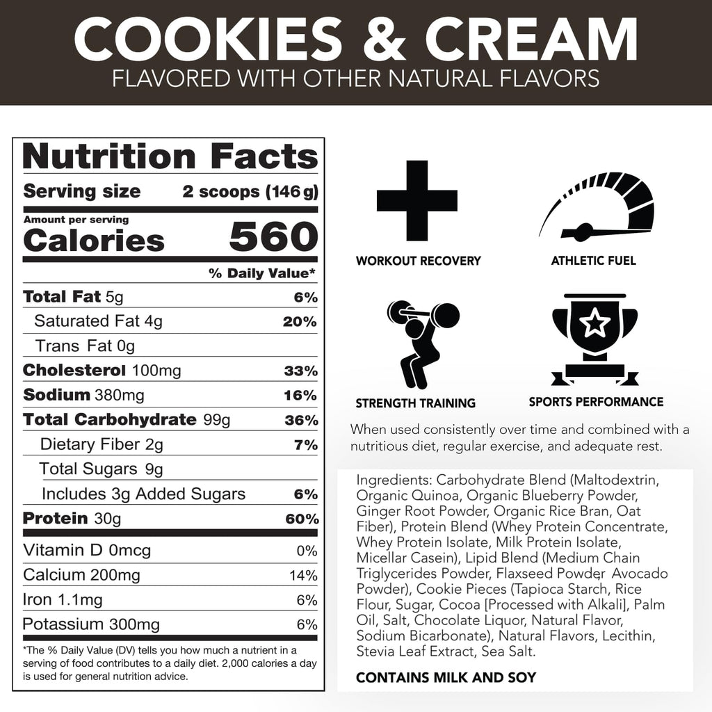 RIVAL NUTRITION Naturally Flavored Clean Gainer (5lb, Cookies and Cream)