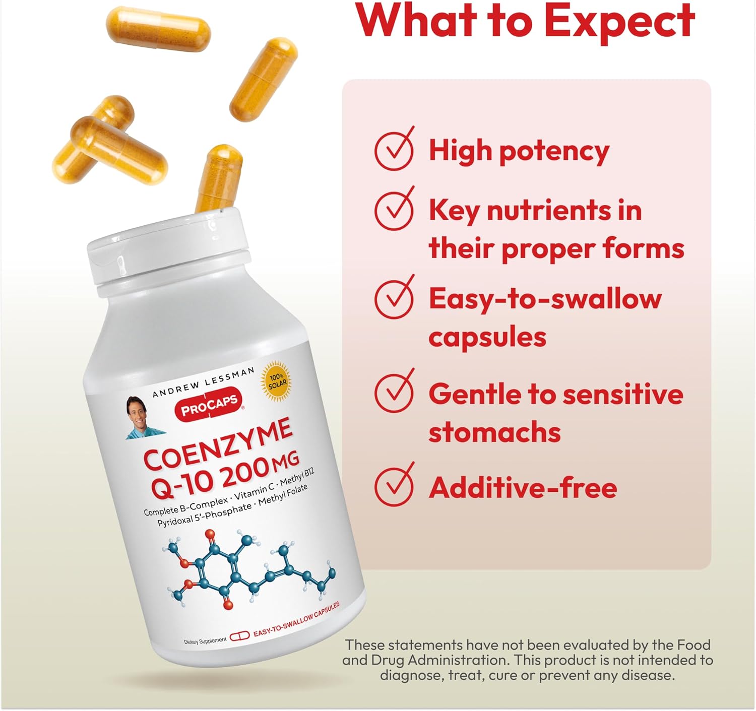ANDREW LESSMAN Coenzyme Q-10 200 mg 60 Capsules - Essential for Energy Production and Optimum Key Organ Function, Anti-Oxidant Support, Depleted by Aging, Plus B-Complex. Easy to Swallow Capsules