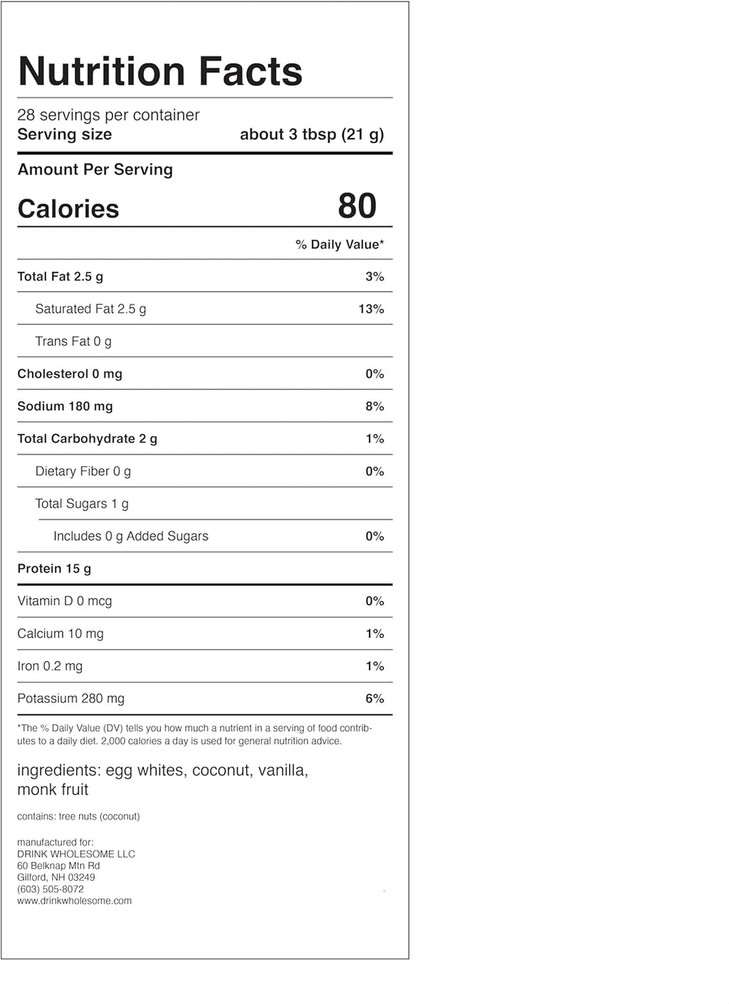 drink wholesome Vanilla Egg White Protein Powder | for Sensitive Stomachs | Gut Friendly | Additive & Dairy Free | No Artificial Sweeteners | No Bloating, Farts or Gas | No Constipation or Diarrhea