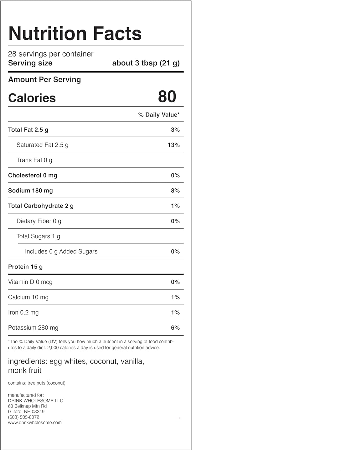 drink wholesome Vanilla Egg White Protein Powder | for Sensitive Stomachs | Gut Friendly | Additive & Dairy Free | No Artificial Sweeteners | No Bloating, Farts or Gas | No Constipation or Diarrhea
