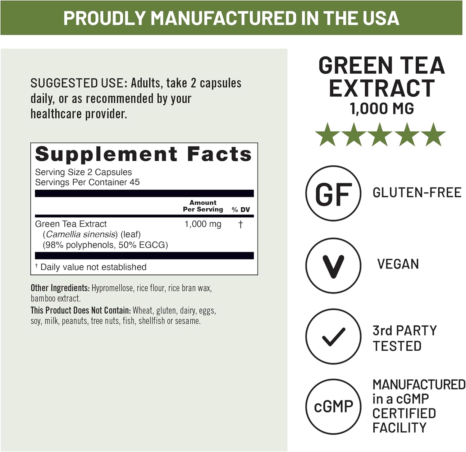 NatureWise Green Tea Extract Capsules 1000 mg - 50% EGCG & 98% Polyphenols - Extra Strength Green Tea Pills - Antioxidants for Heart Health & Energy - Vegan, Non-GMO - 90 Count[45-Day Supply]