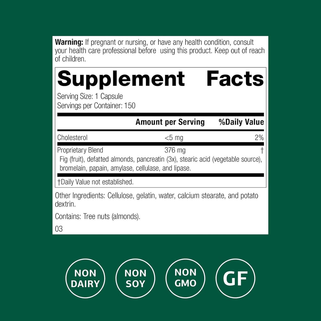 Standard Process Inc. Multizyme - Whole Food Pancreas Support, Pancreatin Digestive Enzymes, Digestive Health and Pancreatic Enzymes with Cellulase, Papain, Amylase, Lipase and More - 150 Capsules