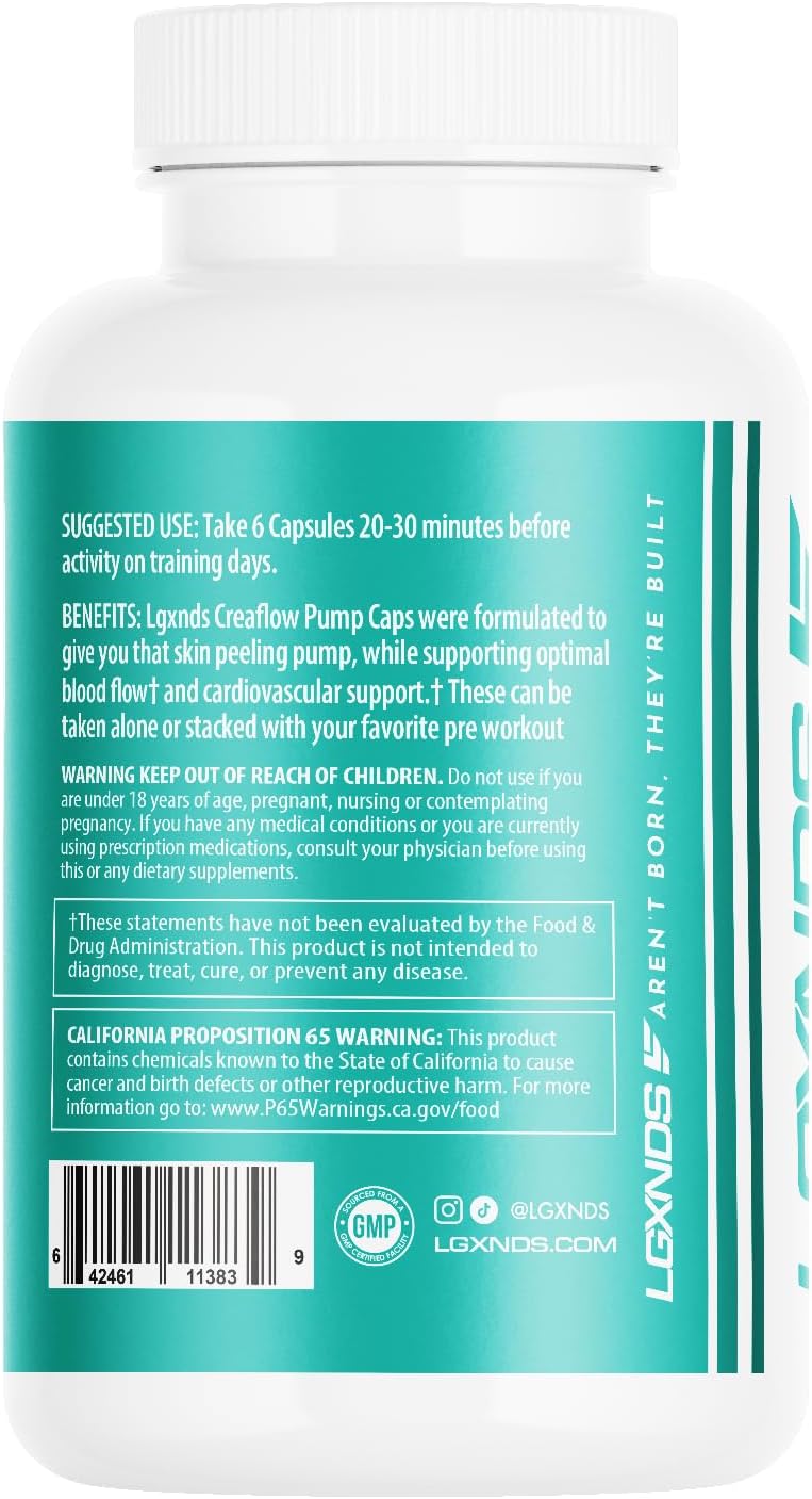 Creaflow Stim-Free Creatine Pills | Support Muscle Gain, Performance, Strength and Workout Recovery | Pre Workout Supplement for Men & Women | 180 Capsules, 30 Servings