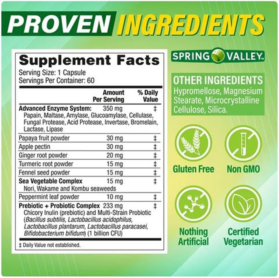 H4U Advanced Digestive Enzymes: an Ultimate Health Solution with Probiotics, Prebiotics, and Enzymes for Both Women and Men. Vegetarian Digestive Enzyme Supplement (60 Count)