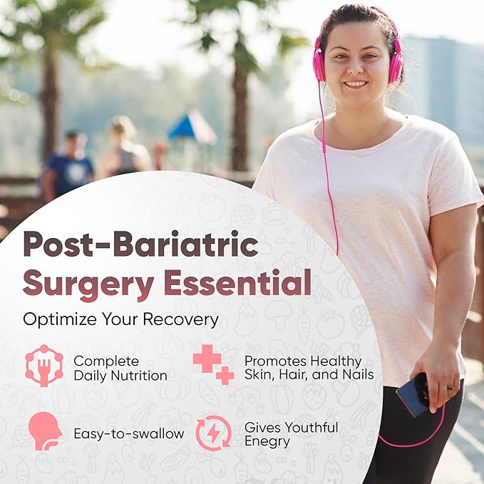Bariatric Multivitamin with Iron – Post Bariatric Surgery – Gastric Bypass & Sleeve Support – for Women & Men – Easy to Swallow – B12, B6 & 42 Superfoods –Gluten-Free- 120 Caps 2-Month Supply