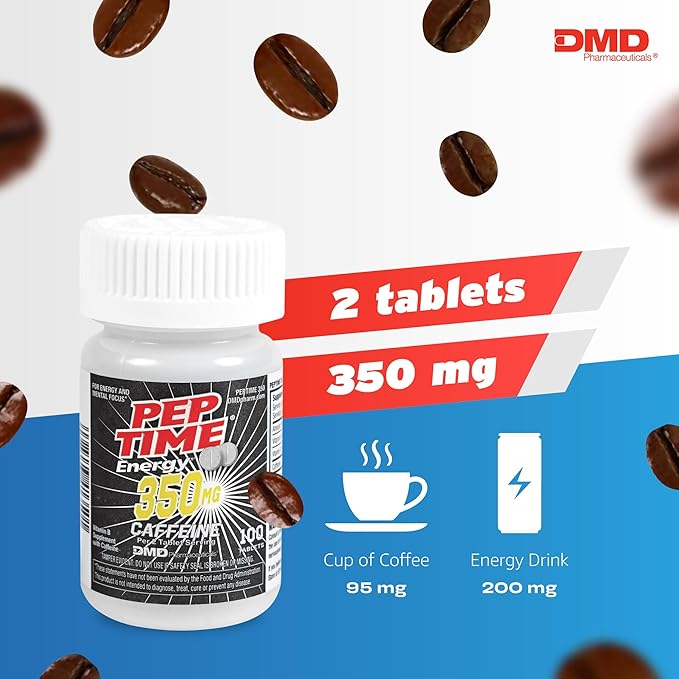 Tablets, Vitamin B6 and B12 Caffeine Pills, 350 mg Caffeine per Serving, Physical Performance and Focus Supplement, 100 Count