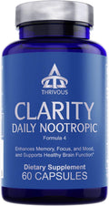 Thrivous Clarity - Enhance Memory, Focus & Mood - Advanced Natural Nootropic Supplement: Synapsa Bacopa, L Theanine, Rhodiola Rosea, Vitamin B Complex, Zinc Picolinate - 60 Capsules