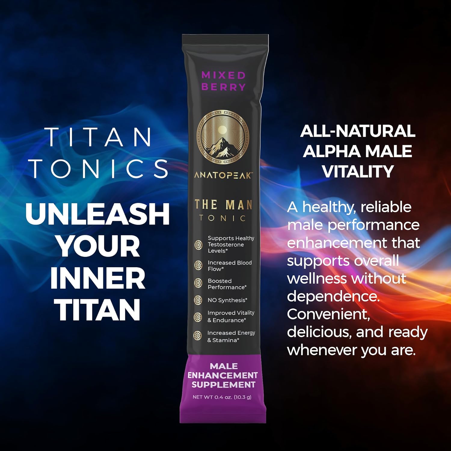 Male Enhancing Supplement Powder – Testosterone Supplement for Men with Tongkat Ali, Maca Root, Horny Goat Weed Powder, Beet Root & L-Citrulline – Nitric Oxide Booster (1 Stick Pack) - Berry