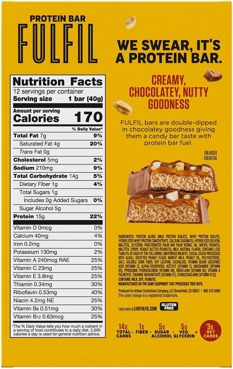 FULFIL Protein Snack Bars, Best Sellers Variety Pack, Gluten Free with 15g Protein, Pantry Staples, 12 Count