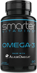 SmarterVitamins Omega 3 Fish Oil, Strawberry Flavor, Burpless, Tasteless, 2000mg, DHA EPA Triple Strength, Made with AlaskOmega®