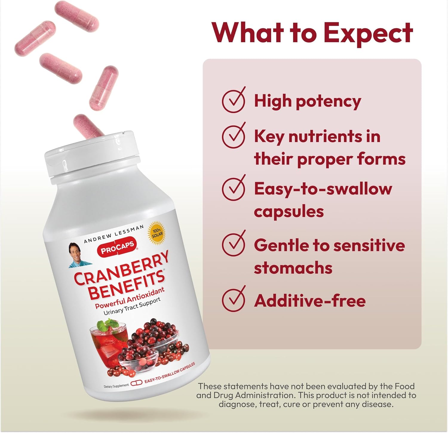 ANDREW LESSMAN Cranberry Benefits - 360 Capsules - Supports Bladder, Kidney and Urinary Tract Health. High Potency Standardized Extracts of Cranberry Fruit, Small Easy to Swallow Capsules