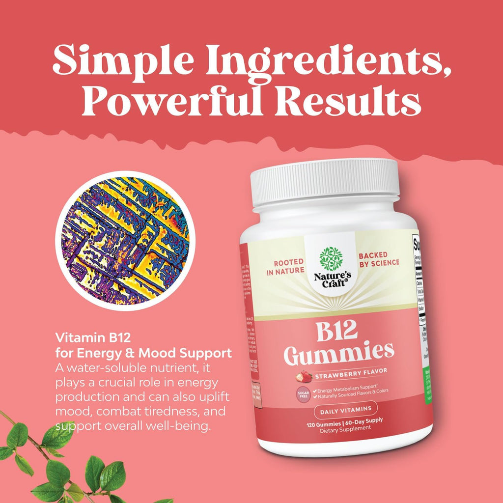 Vitamin B12 Gummies for Adults - Sugar Free Vitamin B12 1000 mcg Chewable Gums for Energy & Mood Support, Immune & Nerves Health - Kosher Non-GMO & Gluten Free Supplement for Women & Men - 120 Count