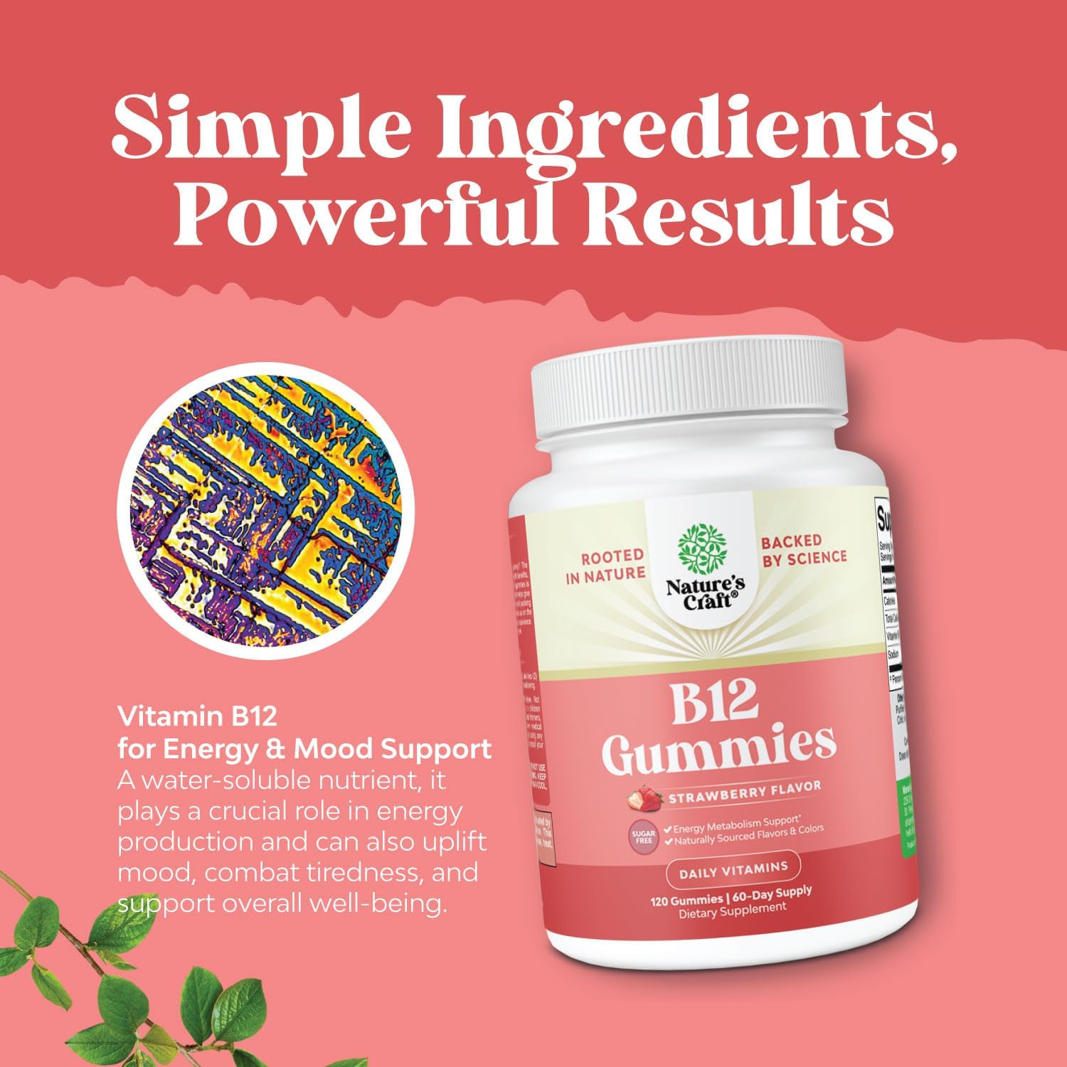 Vitamin B12 Gummies for Adults - Sugar Free Vitamin B12 1000 mcg Chewable Gums for Energy & Mood Support, Immune & Nerves Health - Kosher Non-GMO & Gluten Free Supplement for Women & Men - 120 Count