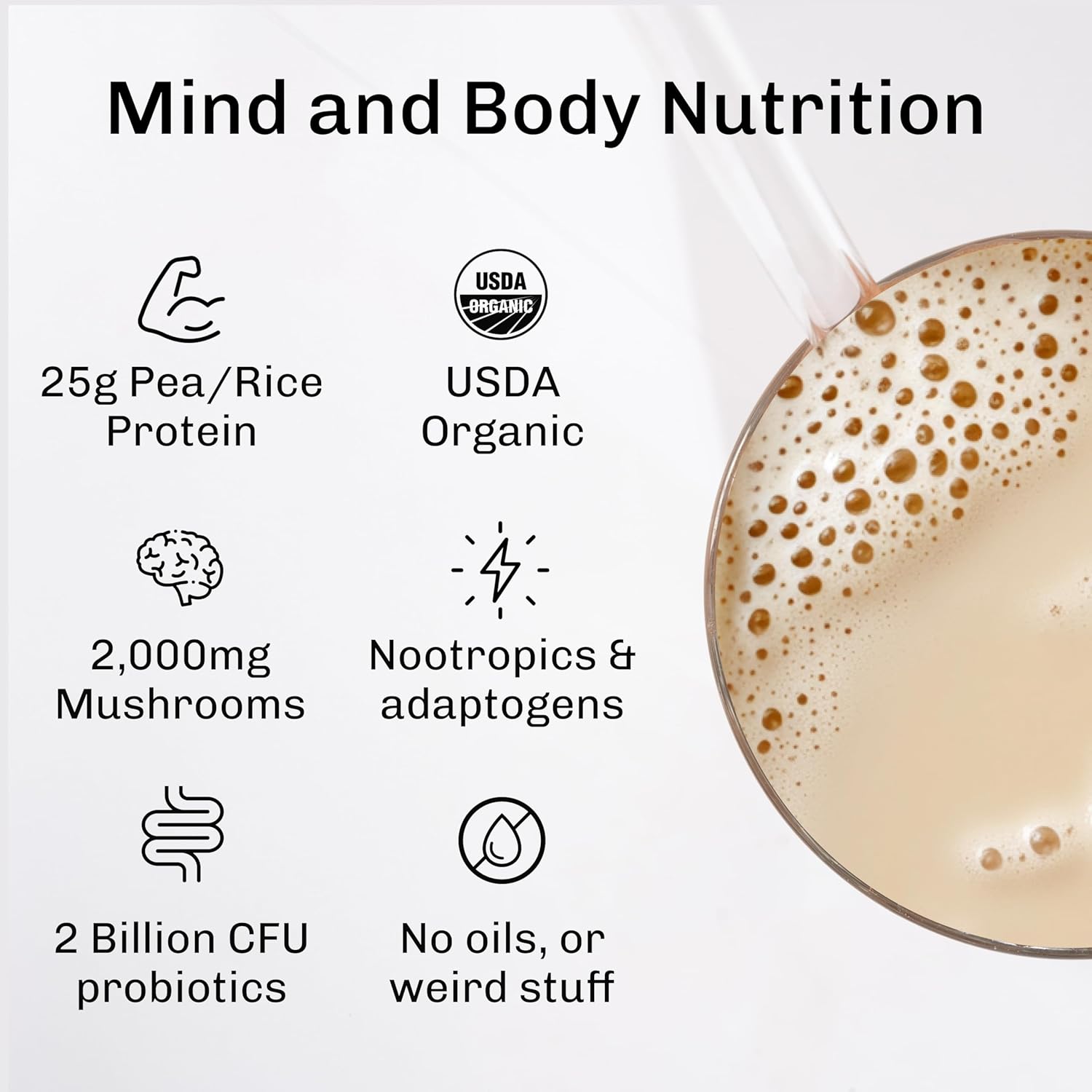 MUDWTR Nourish | Vanilla Mushroom Protein Powder | 2,000mg Adaptogenic Mushrooms | Vegan Protein Powder | USDA Organic | Focus, Mood & Digestion Support | Vanilla, Lion's Mane, Bacopa | 15 Servings