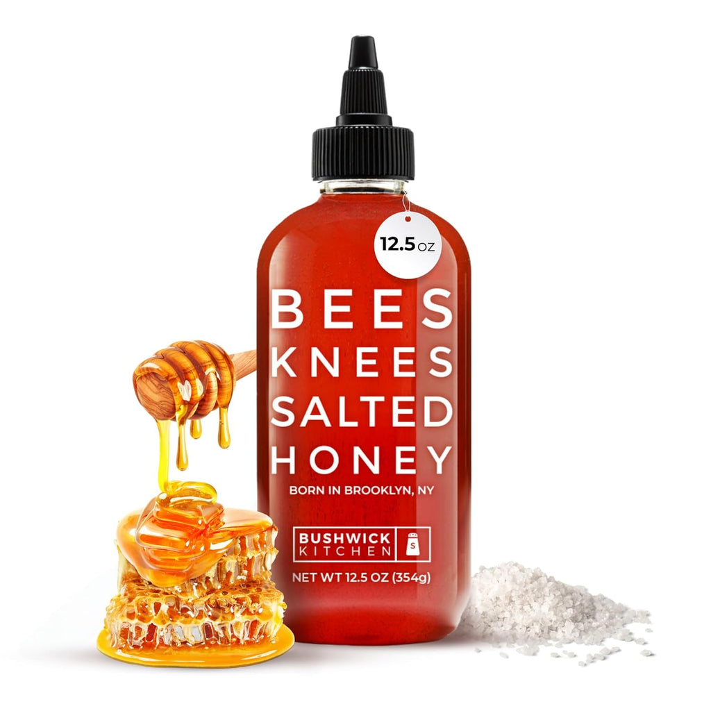 Bees Knees Salted Honey Squeeze Bottle, Raw Honey for Tea, Sweet & Savory Infused with Salt & Made in the USA, Pure & All Natural, Unfiltered & Gluten Free, 12.5oz