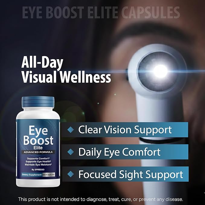(2 Pack) Eye Boost Elite Capsules, Official EyeBoost Supplement Pills with Premium Ingredients, All Natural Advanced Formula Support for Clear Vision, Optimal Health & Visual Wellness (120 Capsules)