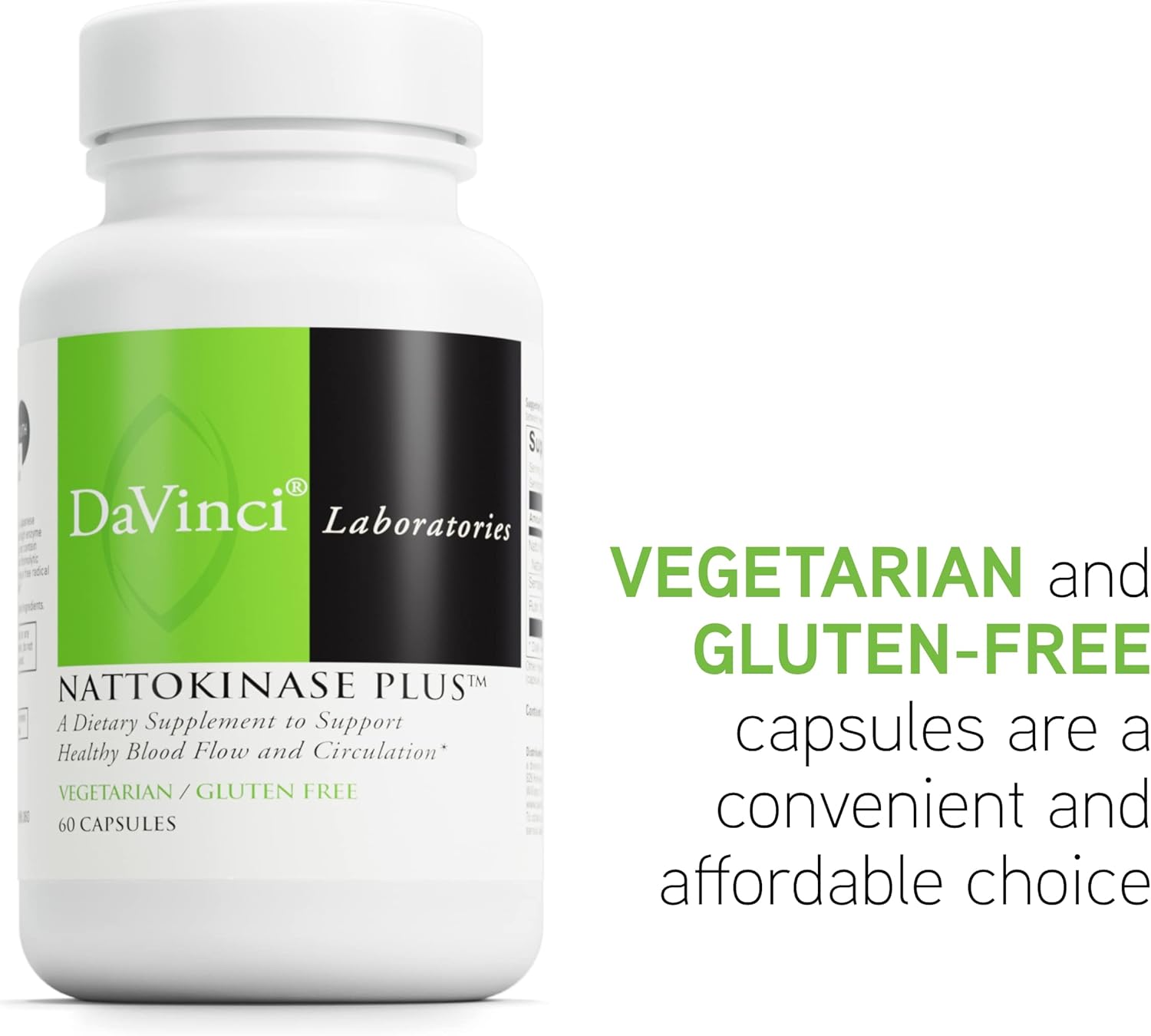 DAVINCI Labs Nattokinase Plus - High-Potency Nattokinase Supplement for Comprehensive Blood Flow Support for Men & Women - Formulated with Antioxidant Support - Gluten Free - 60 Vegetarian Capsules
