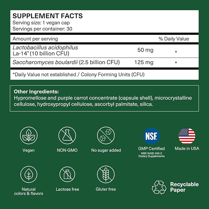 Travel Probiotics for Digestive Health, Immune Support & Occasional Traveler’s Diarrhea | Probiotics for Gut Health | Travel Essentials Supplement | Gut Protector | 30 Vegan Caps