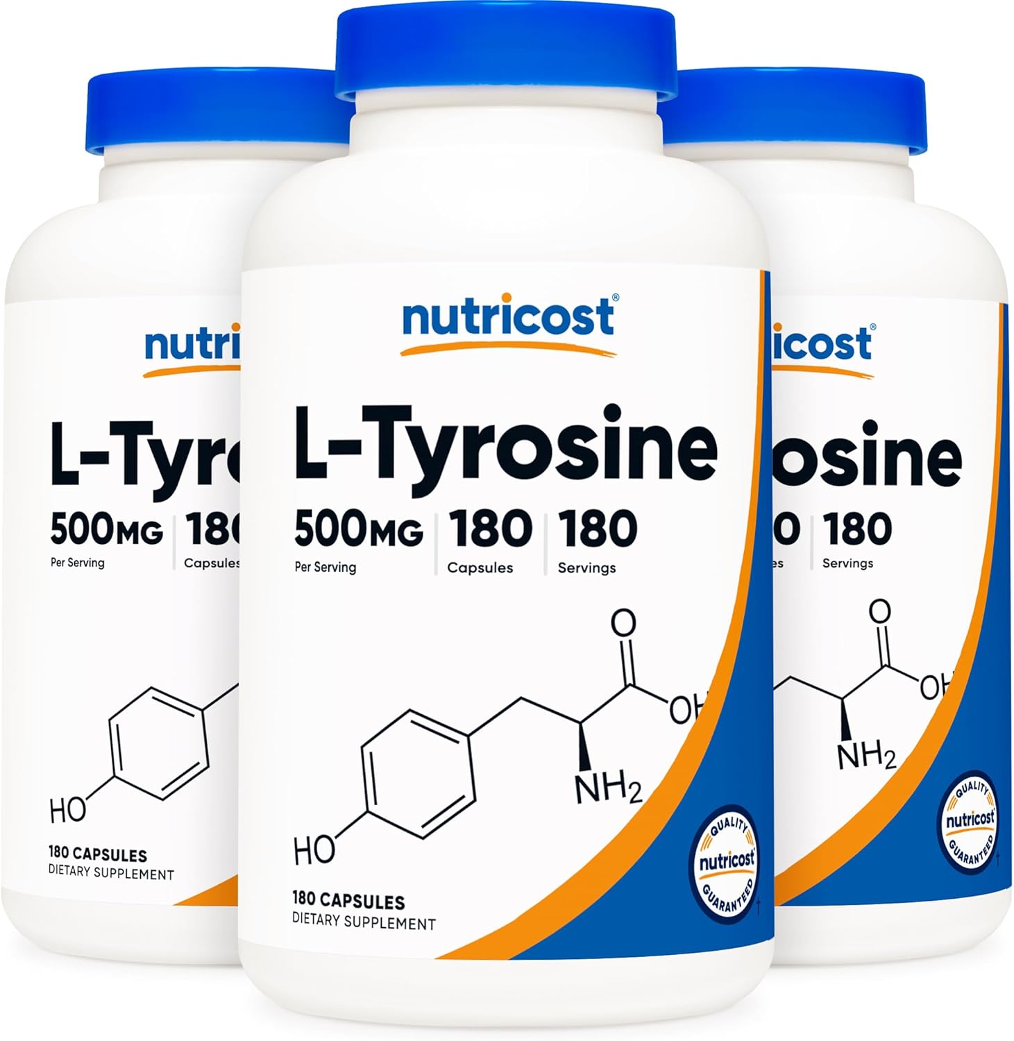 Nutricost L-Tyrosine 500mg, 180 Capsules (3 Bottles)