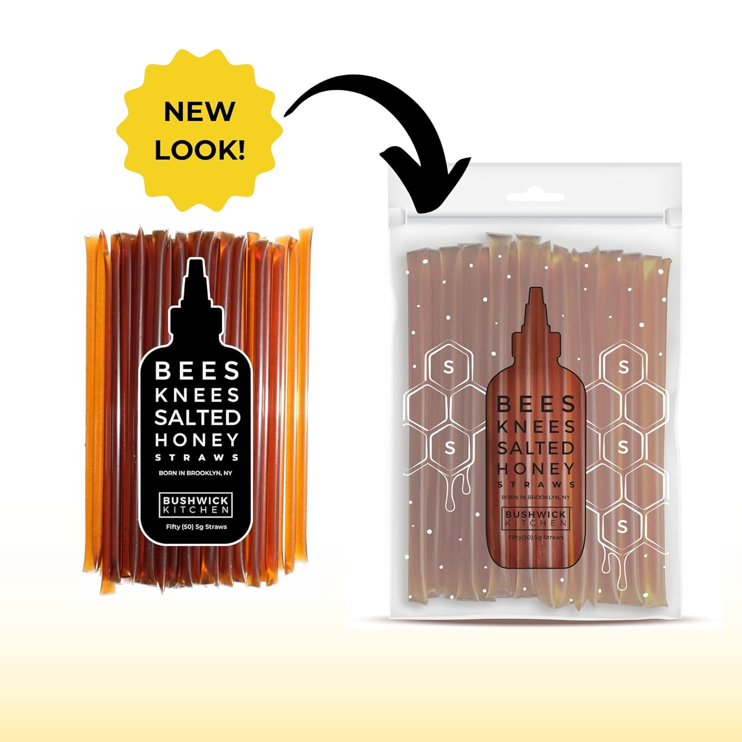 Bees Knees Salted Raw Honey Sticks, 50 Count of Raw Honey Sticks for Tea, Made in the USA, Pure & All Natural, Sweet & Savory, Unfiltered & Gluten Free, 50 Straws