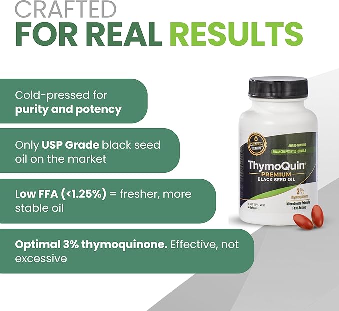 Cold Pressed Black Seed Oil Capsules | USP-Grade, Potent, Full-Spectrum Formula with 3% Thymoquinone | Non-GMO Black Cumin Seed Oil Capsules for Daily Wellness & Vitality | 500mg, 60 Softgel