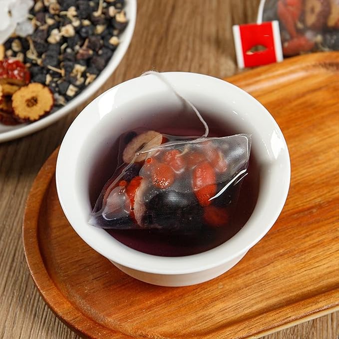 Ginseng & Mulberry Herbal Tea,Ginseng Five Treasures Tea, Kidney Formula Six Treasure Teas, Wolfberry Mulberry Herbal Goji Berry Red Date Teas Formula Traditional Chinese Blend (10bags)