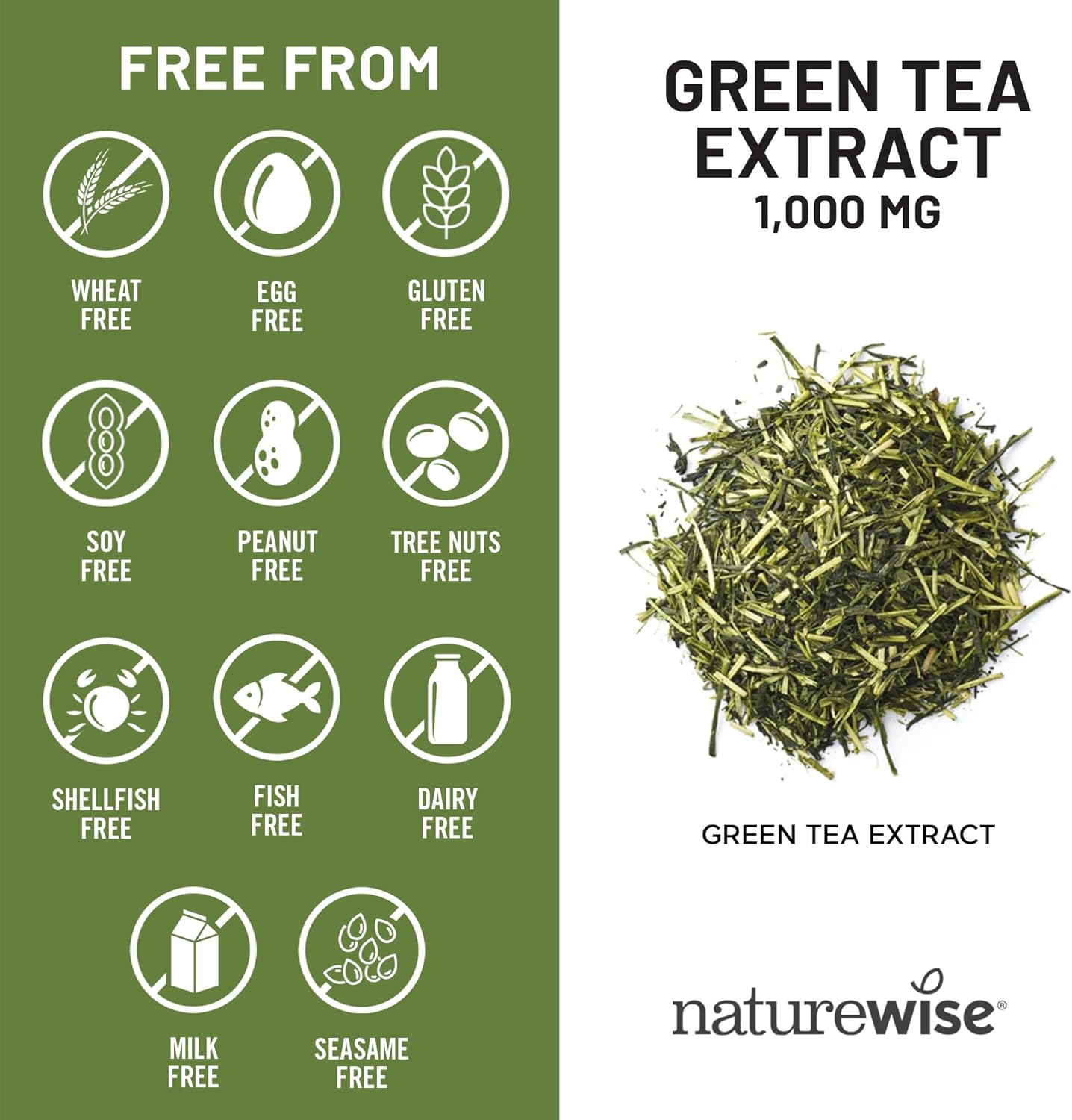 NatureWise Green Tea Extract Capsules 1000 mg - 50% EGCG & 98% Polyphenols - Extra Strength Green Tea Pills - Antioxidants for Heart Health & Energy - Vegan, Non-GMO - 90 Count[45-Day Supply]