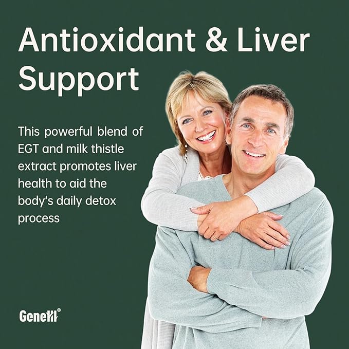 Clinically Studied L-Ergothioneine + Milk Thistle Supplement – Advanced Cellular and Liver Health Support – 30mg 99.99% Ultra-Pure Ergothioneine – Vegan, Non-GMO, 30 Count