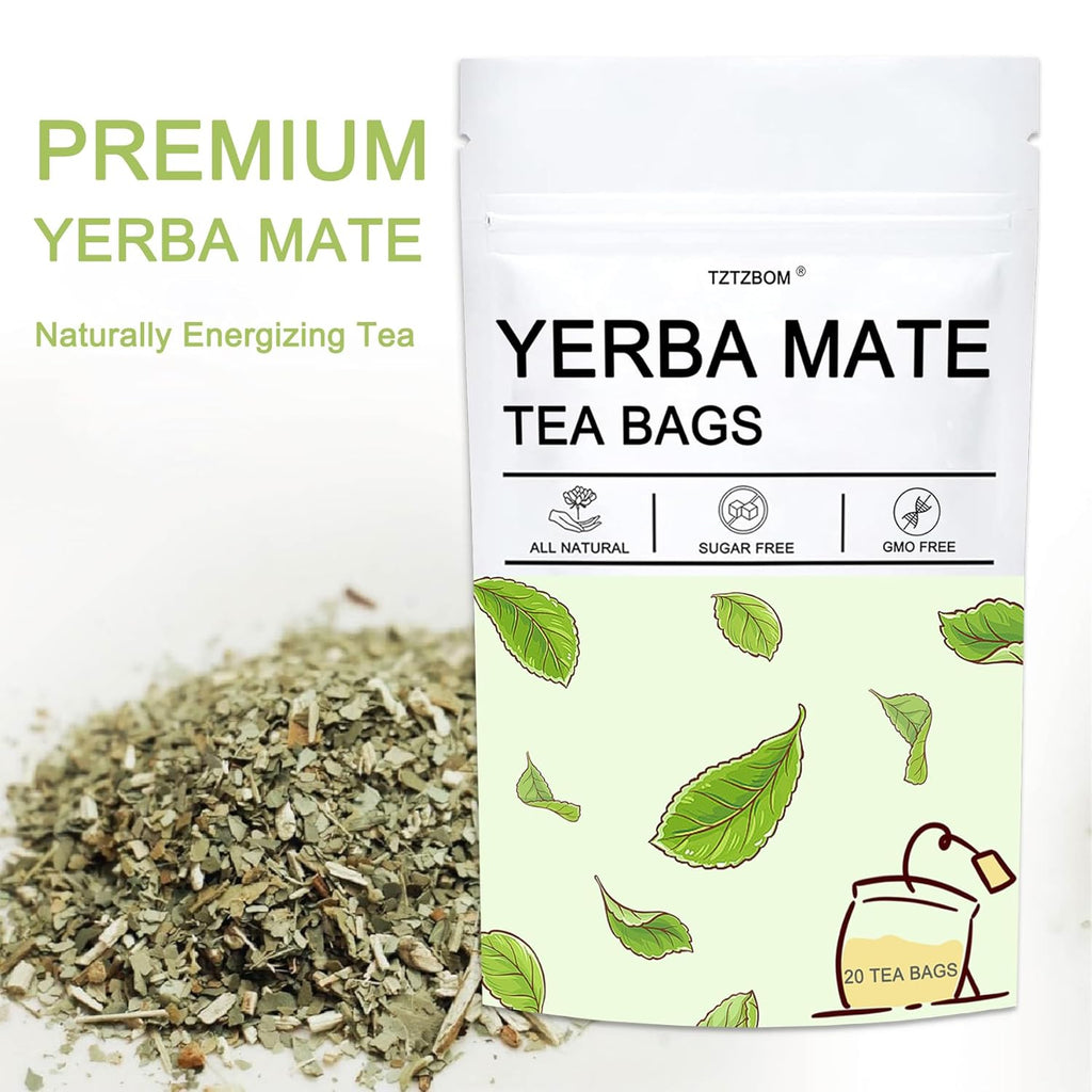 Yerba Mate, 20 Tea Bags, Natural Caffeine Yerba Mate Tea Bags, Smooth Energy & Focus
