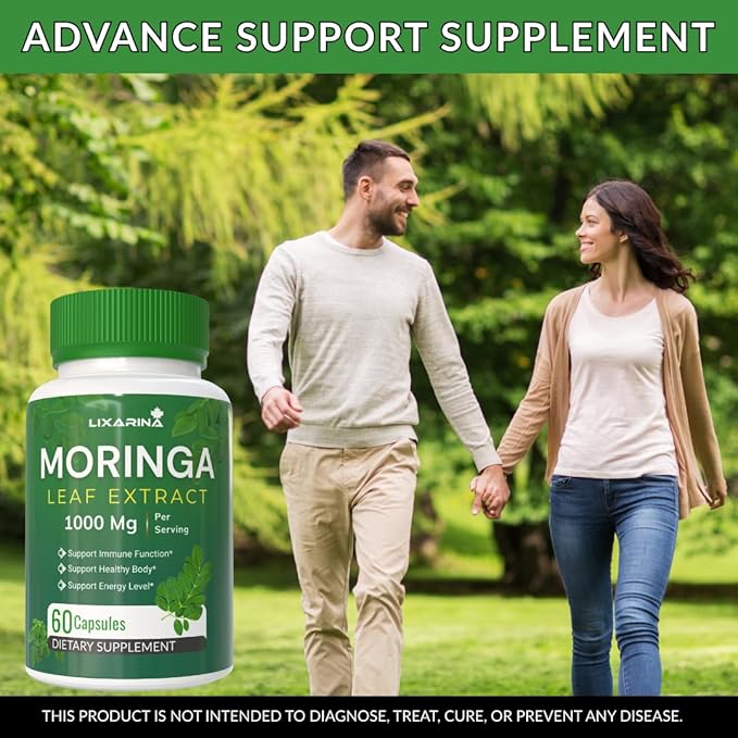 Moringa Capsules | Moringa Powder Organic | Moringa Supplement | 1000MG Moringa Leaf Extract, Complete Green Superfood 60 Count (Pack-3)