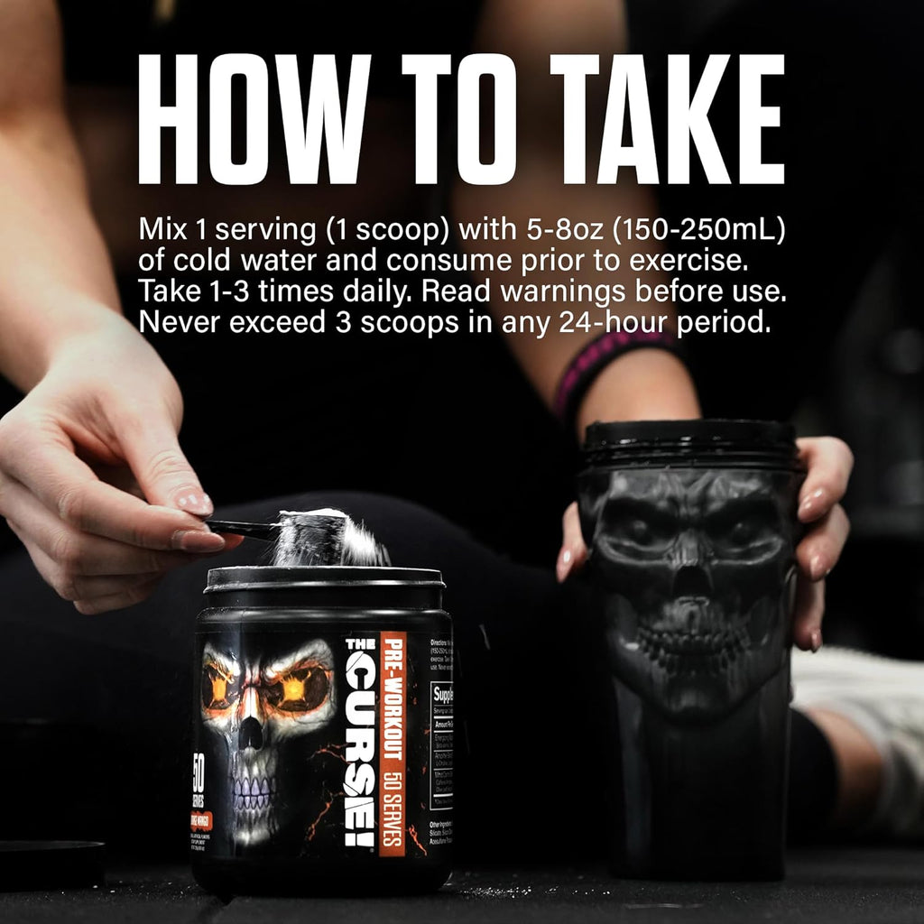 JNX SPORTS The Curse! Pre Workout Powder for Men & Women, Caffeine, Beta-Alanine, Creatine, L-Citrulline, 50 Servings, Peach Mango Flavor – Boost Energy, Strength & Focus