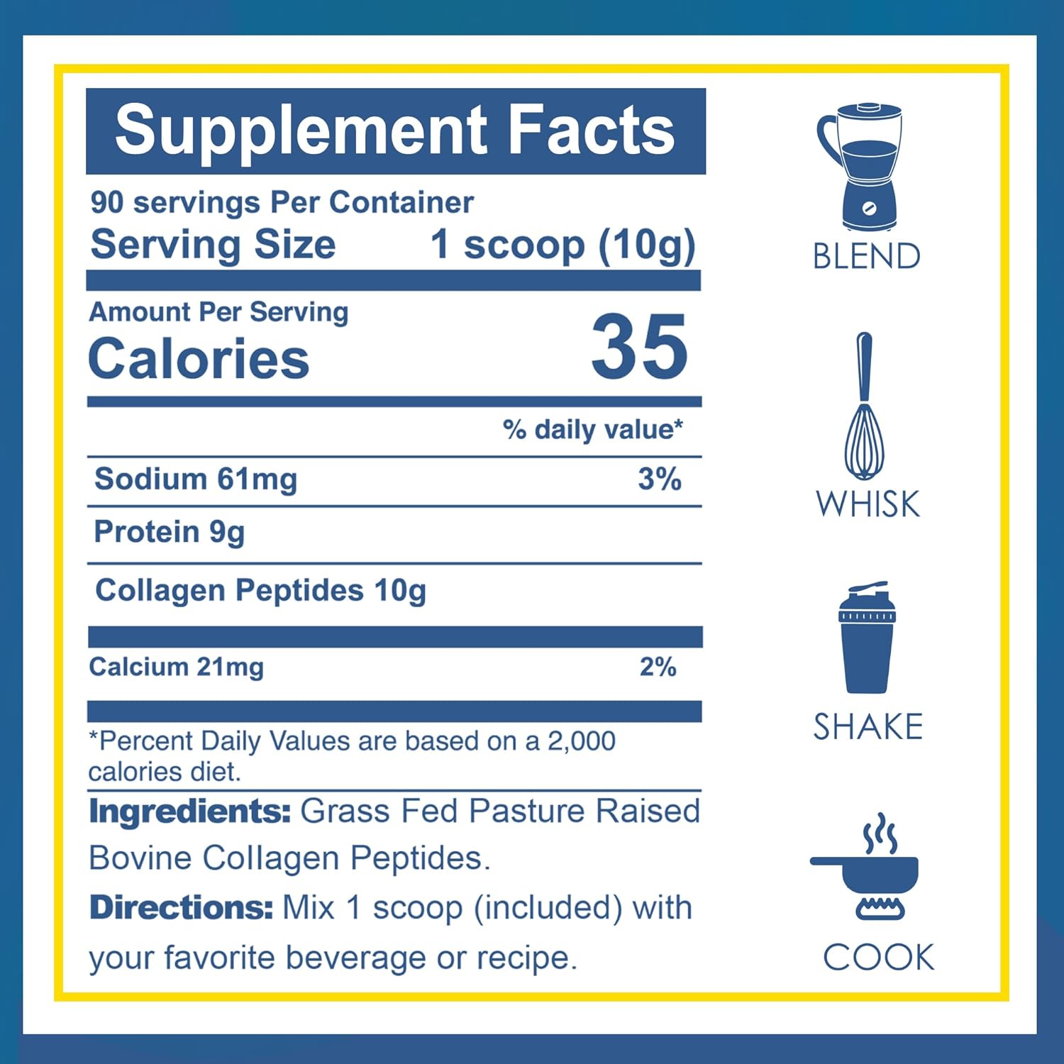 Zammex Collagen Peptides Powder, 90 Servings, Unflavored Instant Powdered, Pure Hydrolyzed Collagen Protein Powder (Type I, III) 100% Grass Fed, Paleo & Keto, Non-GMO, for Skin Hair Nail Joint
