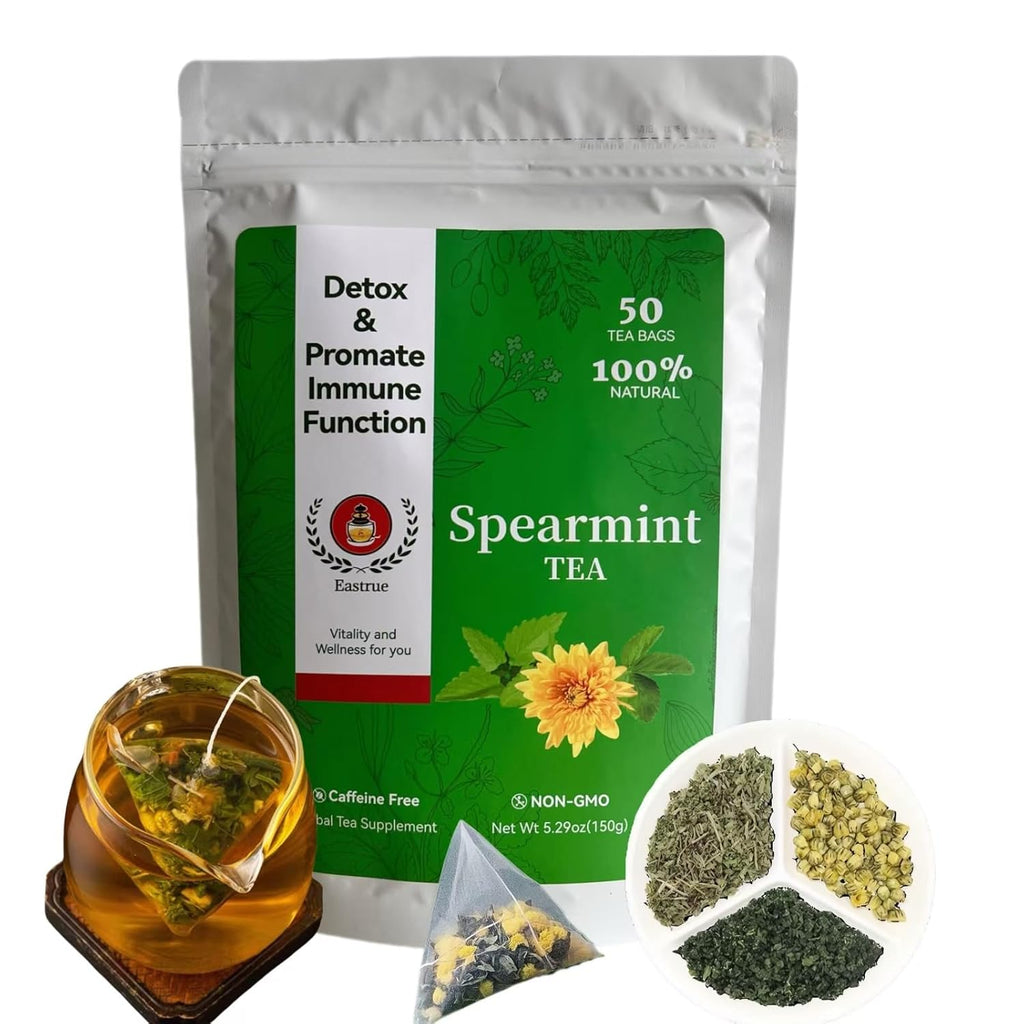 Eastrue Spearmint Tea Blend Mulberry & Chrysanthemum,50 Teabags,Supports Everyday Wellness, Healthy & Refreshing,Non-GMO,Organic,Caffeine-Free