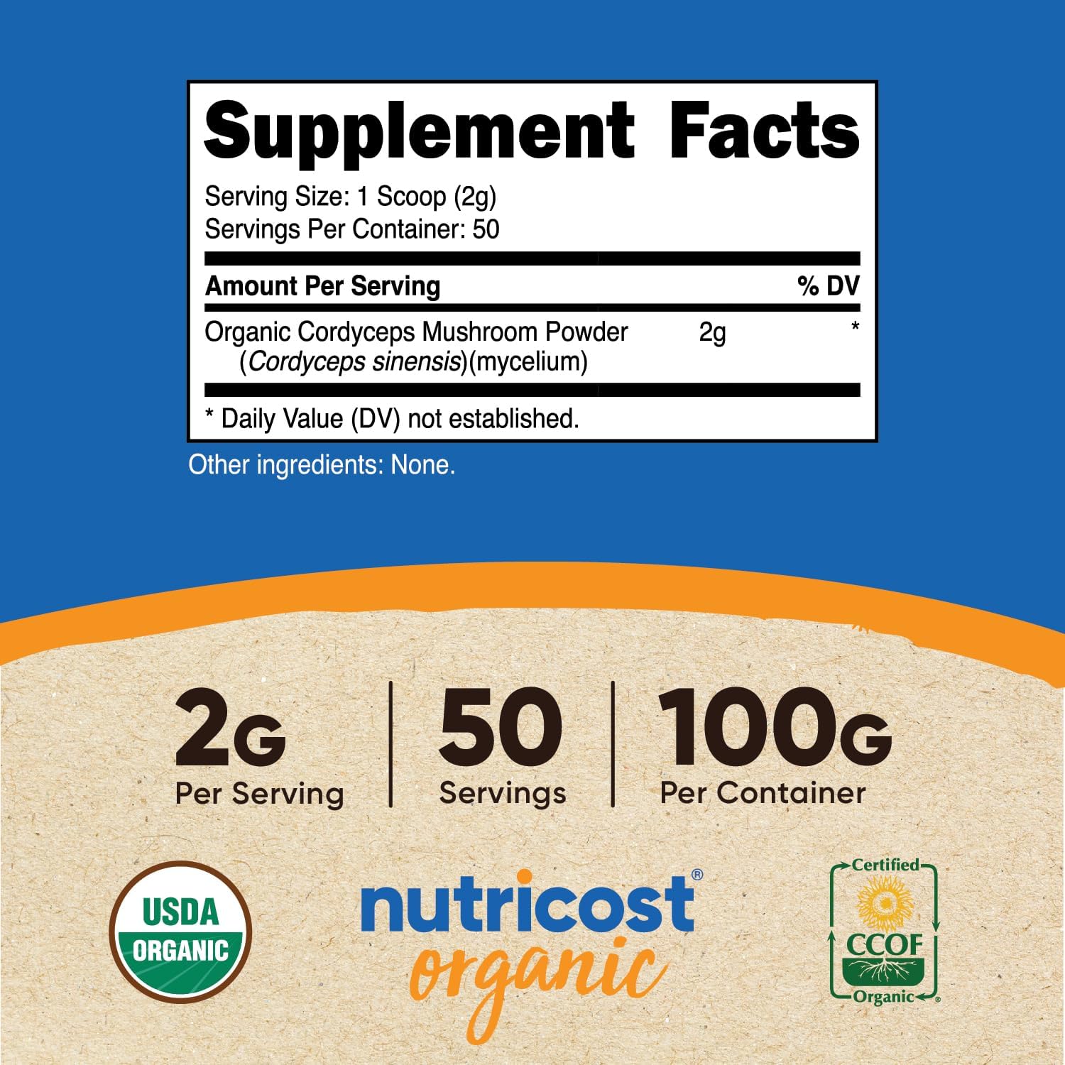 Nutricost Organic Cordyceps Powder 100 Grams - USDA Certified Organic, Non-GMO, Gluten Free