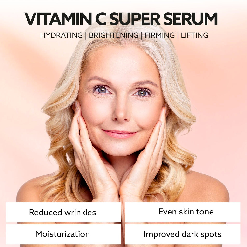 Super Vitamin C Serum for Women over 70: Hyaluronic Acid Serum for Face, Dark Spot Remover and Wrinkle Reduction - Lifting, Smoothing, Moisturizing, All in One Skin Care Formula, 1 fl oz