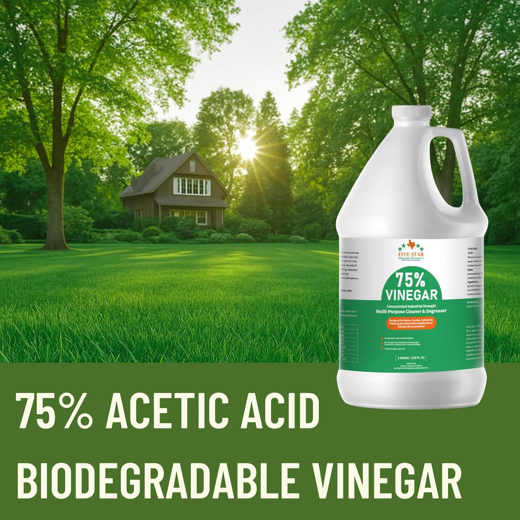 75% Vinegar Concentrated | White Vinegar for Cleaning and Garden | Horticultural, Home, and Outdoor Pure| | 4 Gallons (512 fl oz) | Max Performance 18X Power