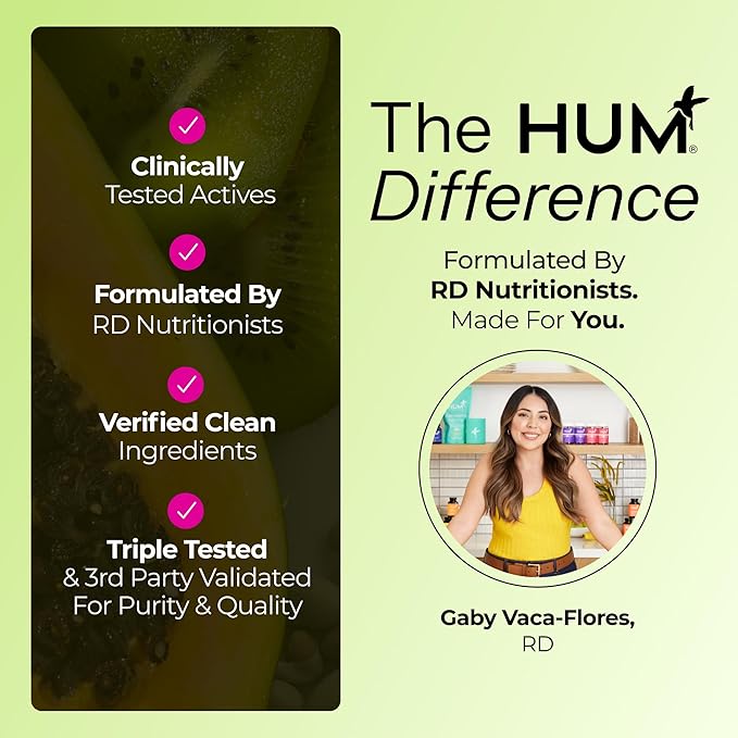 HUM Flatter Me Fiber Supplement for Women & Men, Prebiotics & Digestive Enzymes to Support Weight & Bloating, Digestive & Gut Health, Fiber Powder Drink Mix - 10 Servings (Unflavored)