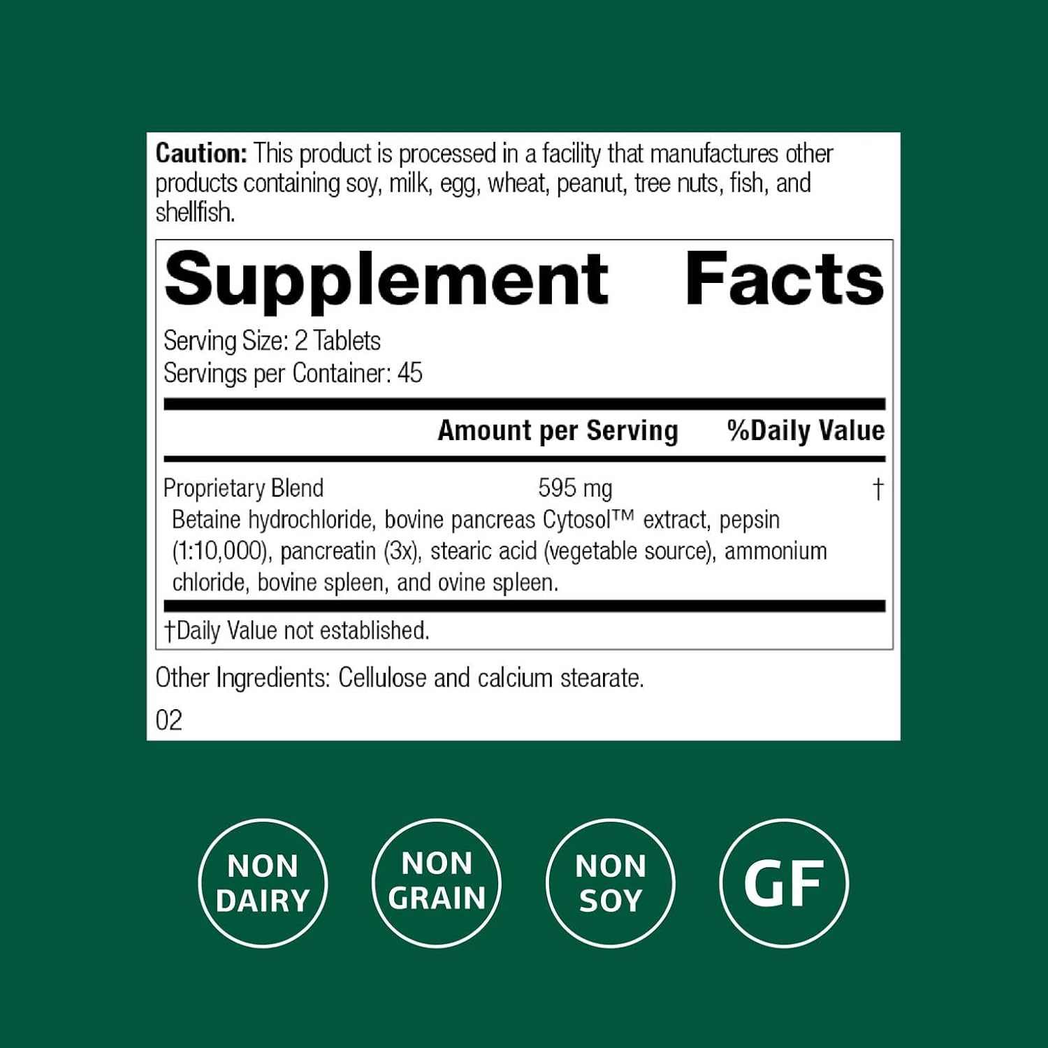 Standard Process Zypan - Digestive Health Support Supplement - HCI Supplement with Pancreatin, Betaine Hydrochloride & Pepsin - Support Macronutrient Digestion - 90 Tablets
